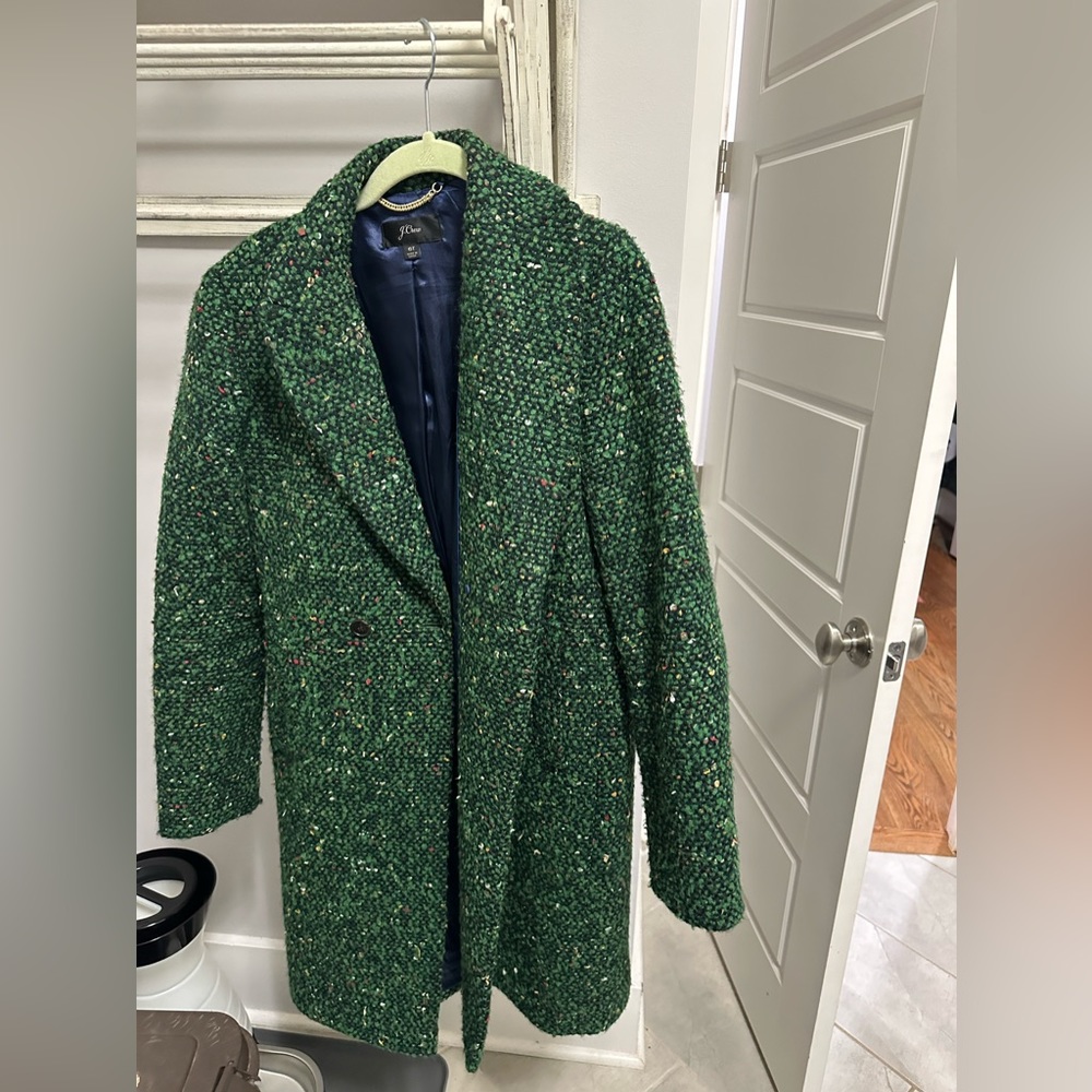 J. Crew green tweed coat
